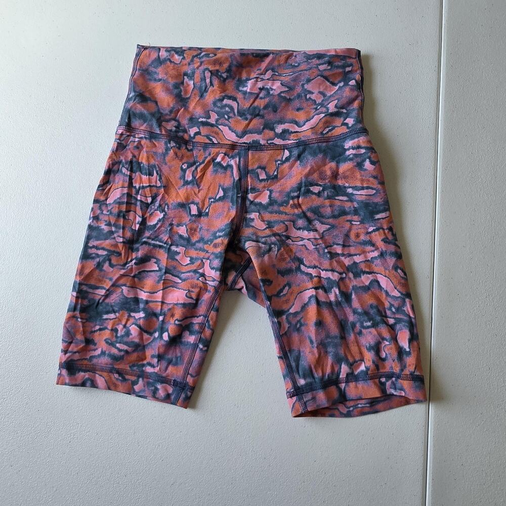 Lululemon Wunder Train Bike Shorts 4 Multicolor Camo 8 In High Rise Stretch
